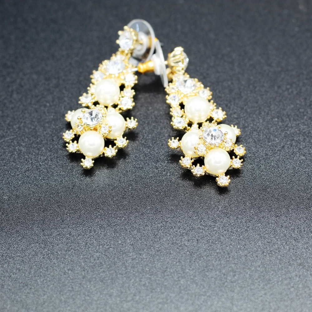 Charter Club Crystal & Pearl Snowflake Earrings